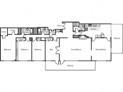 Floor plan 3 Bedroom + Den, 2.5 Bath 2570 SF 3d25