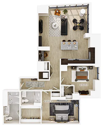 Floor plan 2 Bed/2 Bath-B7