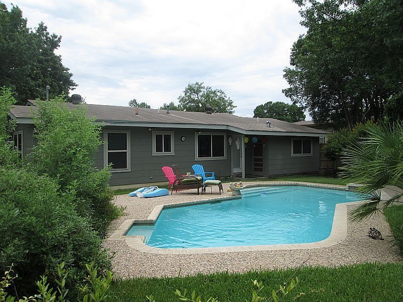 Pool, facing house
