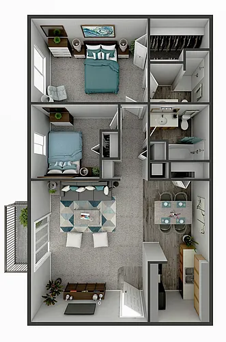 Floor plan 2 Bedroom 2 Bath