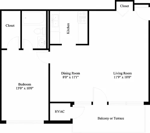 Floor plan 1 Bedroom Standard
