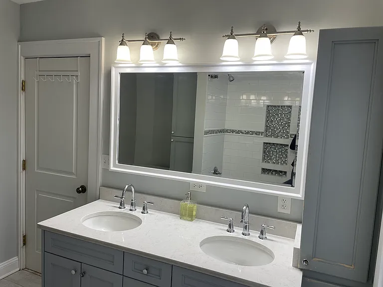 Bathroom with double vanity.
