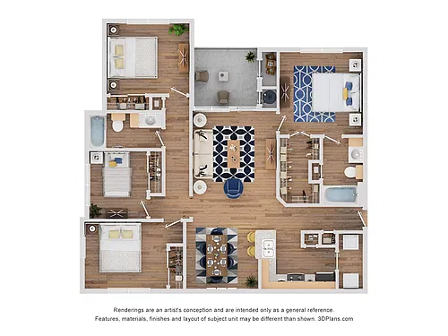 Floor plan Four Bedroom - Neuces (Income-Restricted)