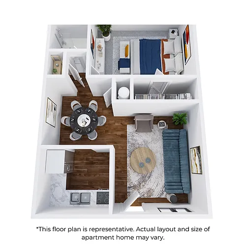 Floor plan 1 bedroom, 1 bathroom
