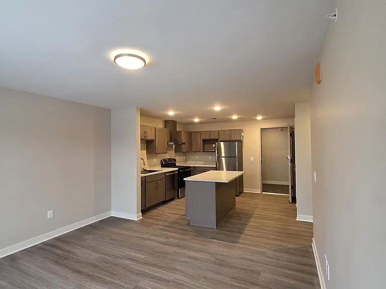 Living room and kitchen.