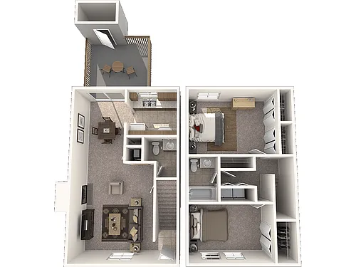 Floor plan The Den: Two Bedroom Townhome