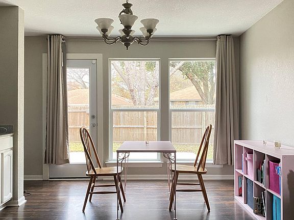 Dining area with natural light.