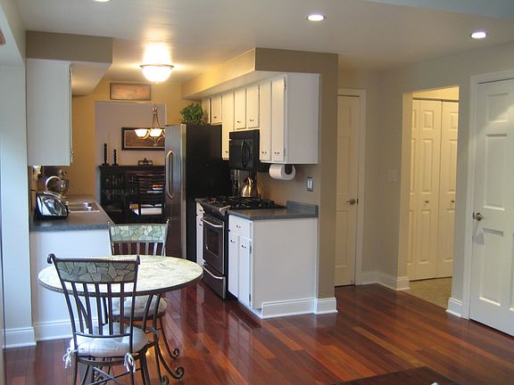 The eat in area is bright and spacious.