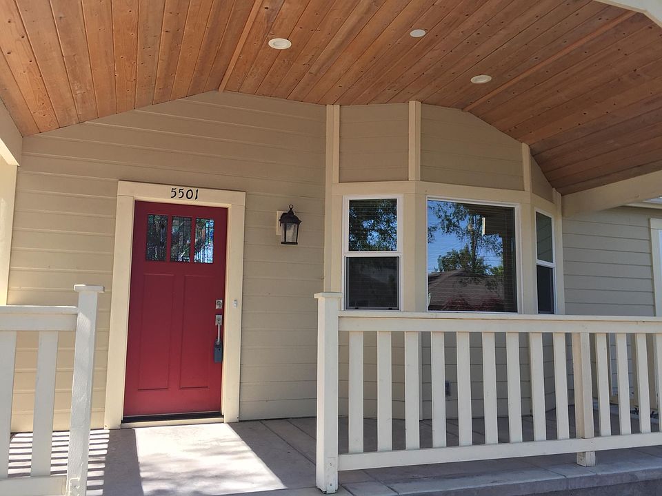 Front door, porch and bay window