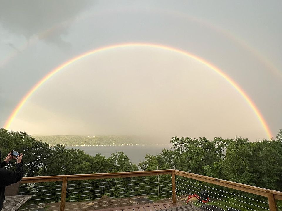 A double rainbow over the Lake, from the Front Deck