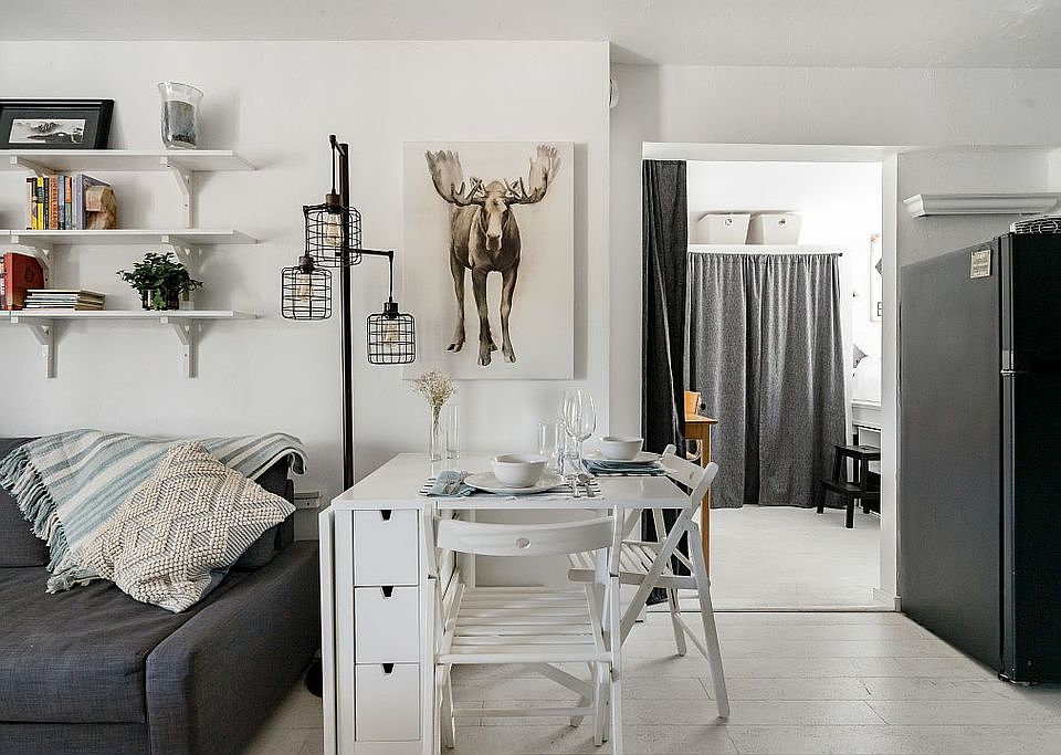 Living space opens to bedrm