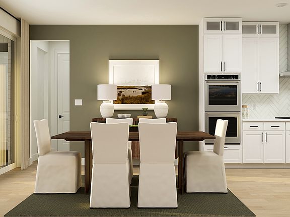 The dining room sits adjacent to the kitchen and is a great space to gather with friends and family.