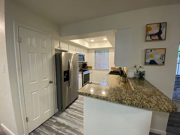 Kitchen view. Pantry on left