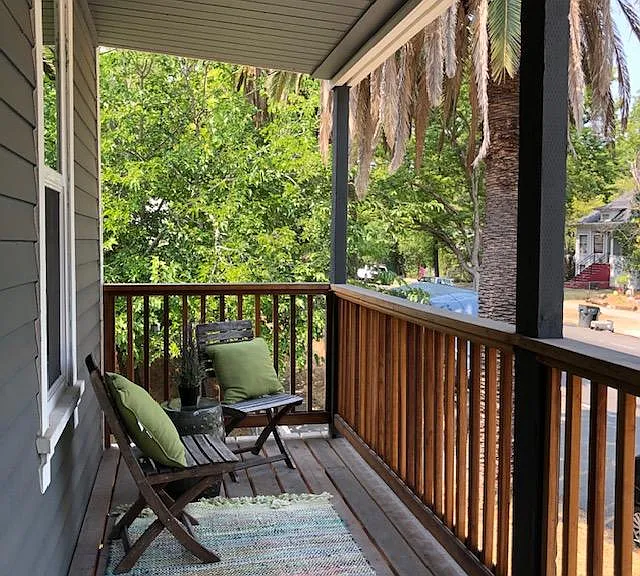 Closer look at the private covered porch.