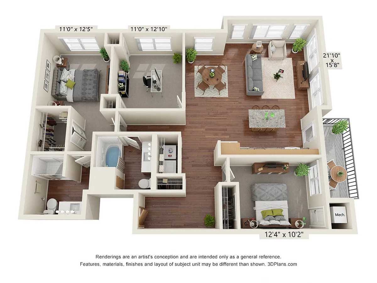 Floor plan Three Bedroom - A