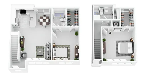 Floor plan 2 BR Townhouse (1UP/1DOWN) + $150 Garage (Fireplac