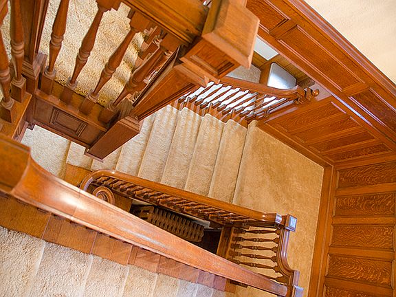 Looking down staircase