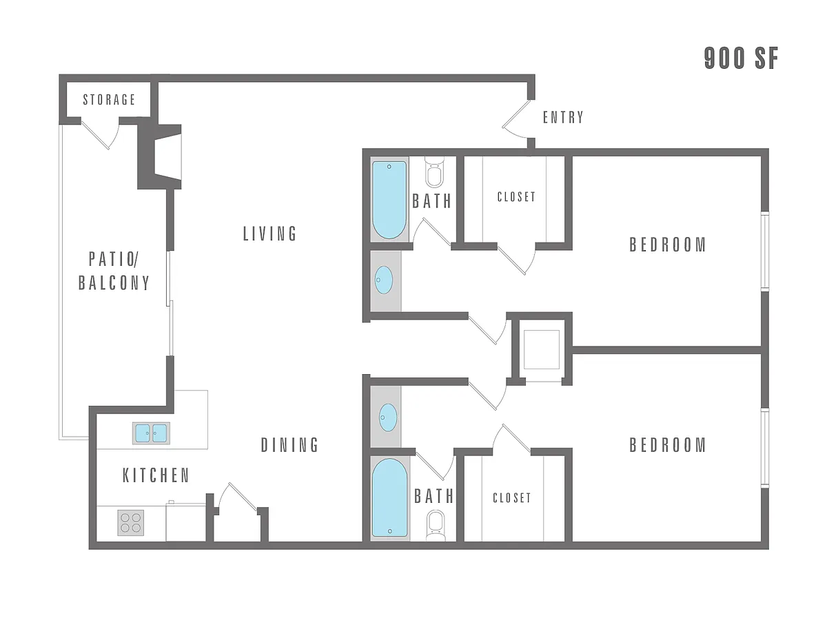 Floor plan 2 Bedroom 2 Bath