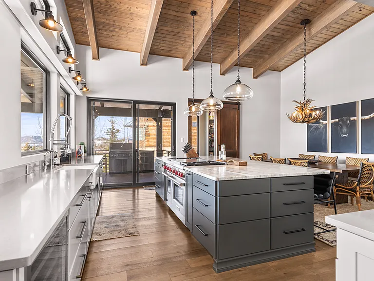 Kitchen with 6 Burner Wolf Gas Stove