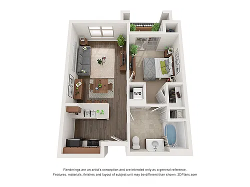 Floor plan 1 Bed, 1 Bath