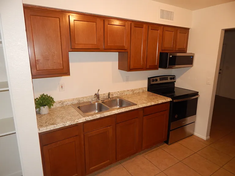 Kitchen with stainless steel appliances