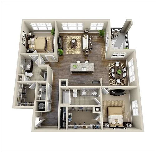 Floor plan 2 Bedroom + 2 Bath
