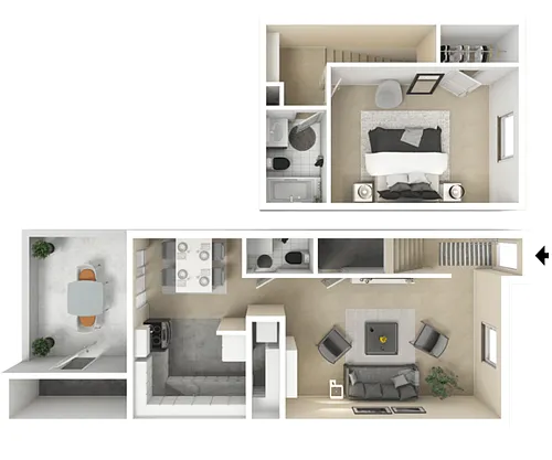 Floor plan 1 Bedroom 1.5 Bathroom