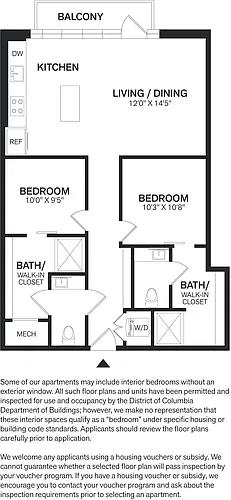 Floor plan 2 Bed/2 Bath-B2