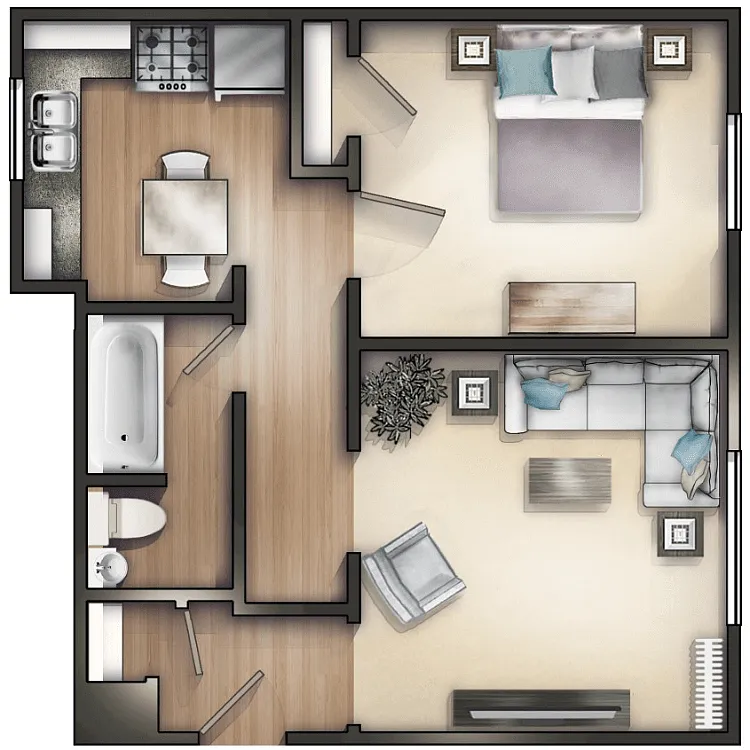 Floor plan 1 Bed 1 Bath