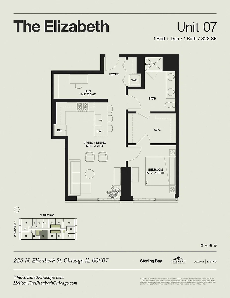 Floor plan 07 - 1Bed + Den/1bath
