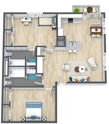 Floor plan Two Bedroom Two Bath C