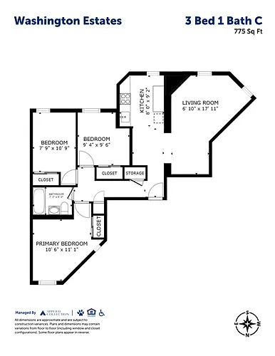 Floor plan 3 Bed 1 Bath C