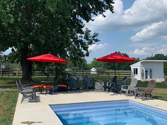 In-ground pool and small work studio