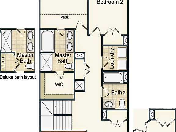 Second floor has a loft second bedroom and full bath as well as the master suite