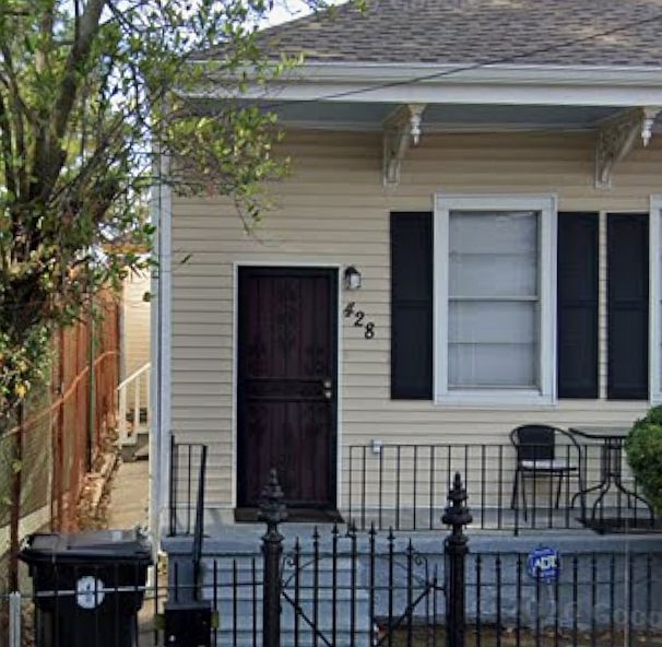 Front view of home. Side entrance is visible here.