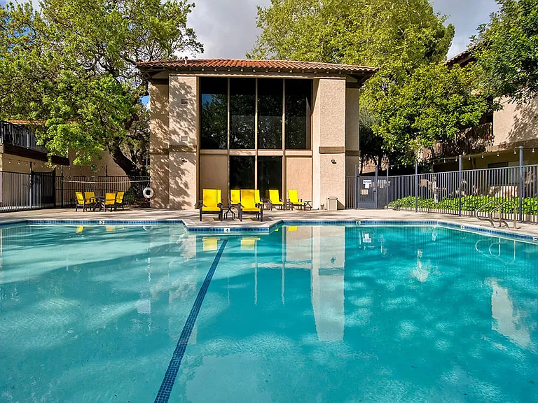 Our refreshing pool is centrally located with plenty of sun and shade.