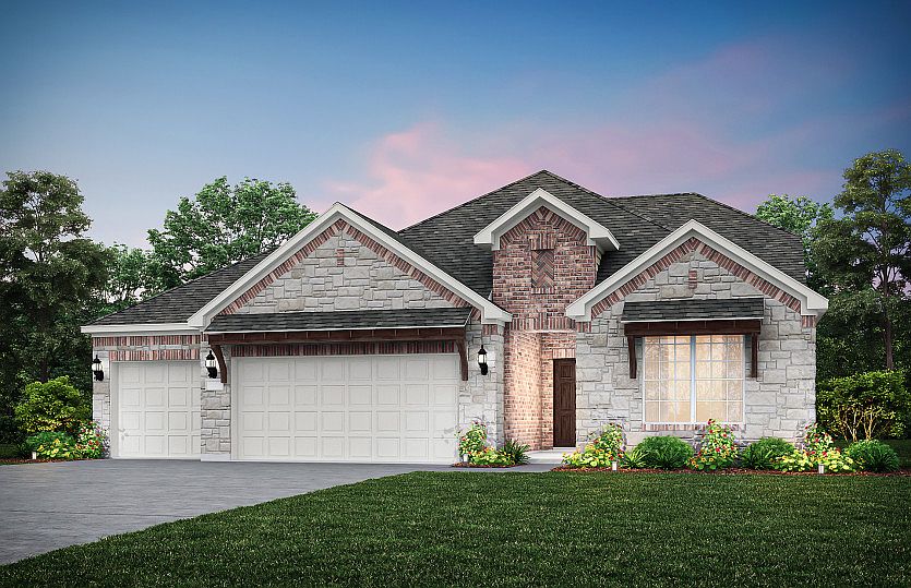 The Mooreville, a two-story new construction home with 3-car garage, shown with Home Exterior D