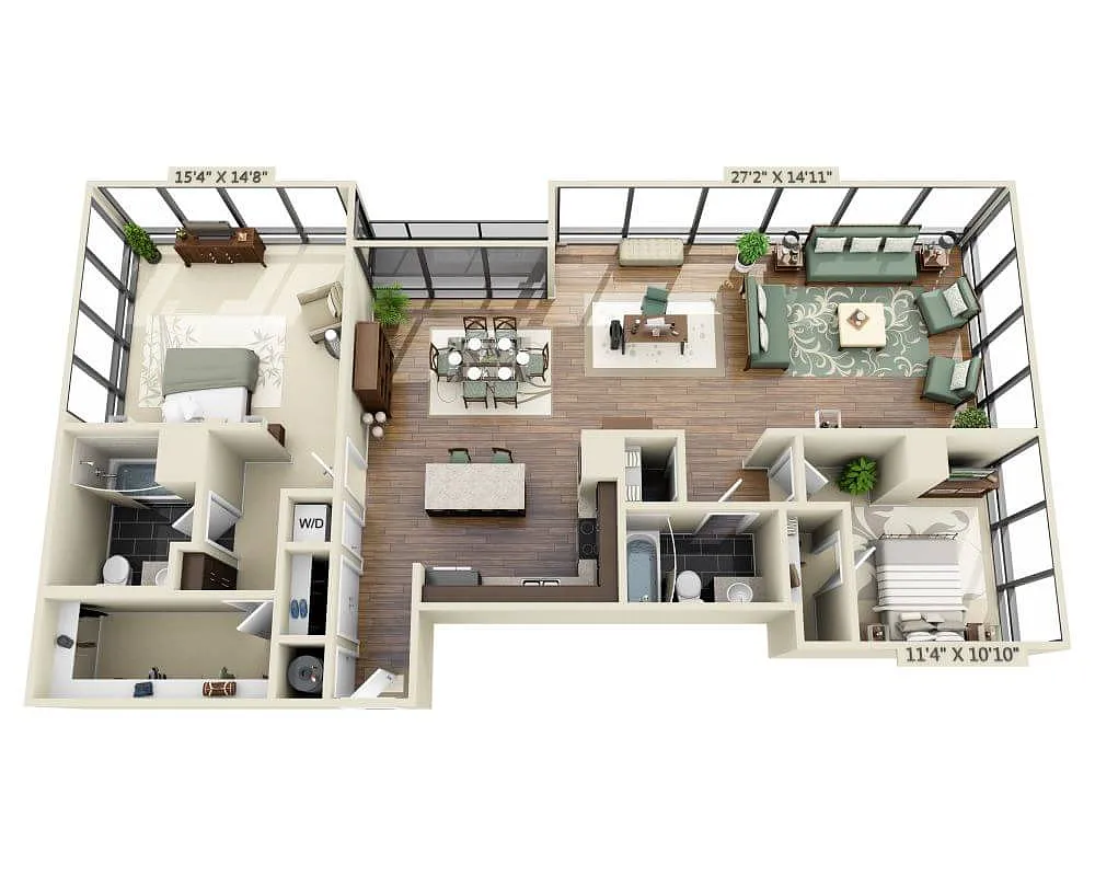 Floor plan Two Bedroom B2M