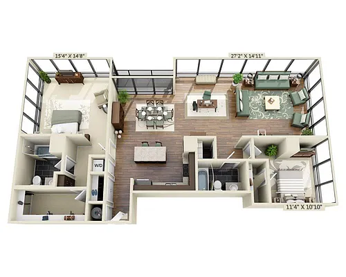 Floor plan Two Bedroom B2M