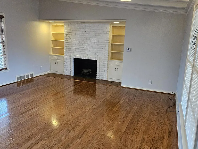 Built-in book cases. Gas Fireplace