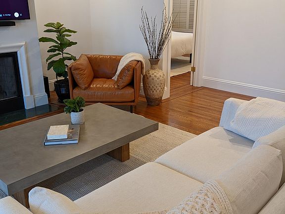 Living room, view to bedroom