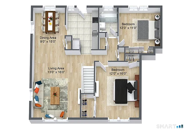 Floor plan 2 Beds 1 Bath