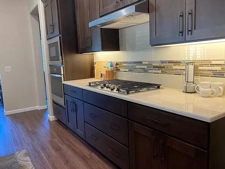 Gas range, convection oven, microwave
