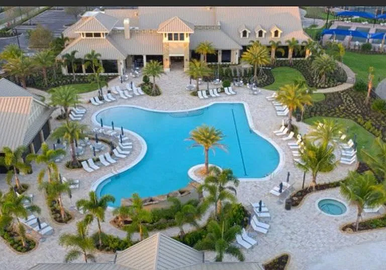 Community pool, community room with gym , and Shady Palm Restaurant.