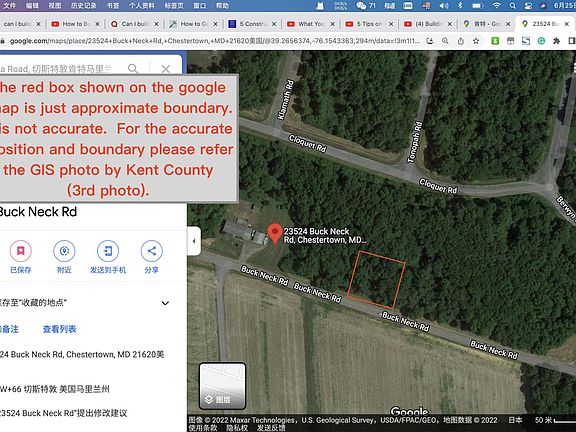 The red box shown on the google map is just approximate boundary. It is not accurate. For the accurate position and boundary please refer the GIS photo by Kent County (3rd photo).