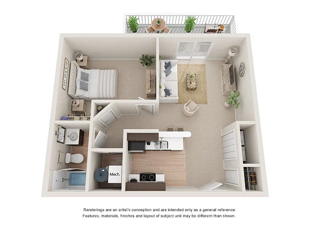 Floor plan 1 Bedroom 1 Bath Breezeway