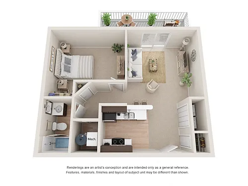 Floor plan 1 Bedroom 1 Bath Breezeway