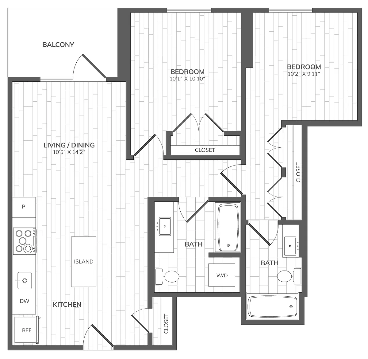 Floor plan 2 Bed - 2 Bath