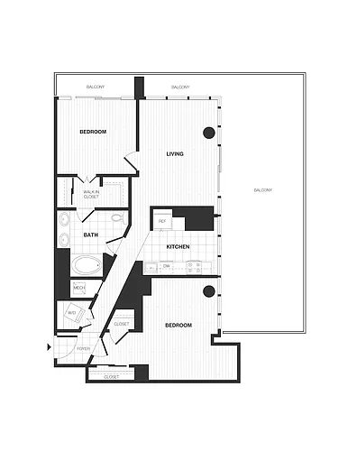Floor plan 2 Bed/1 Bath