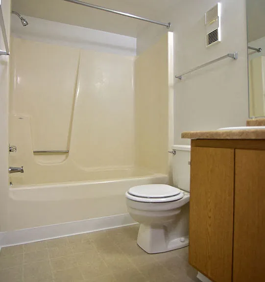 A bathroom at Charter Oak Apartments, Davison, Michigan